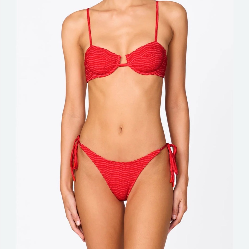 Triangl Swimwear MALA - MATO RED TERRY TOWELLING BALCONETTE BIKINI SET